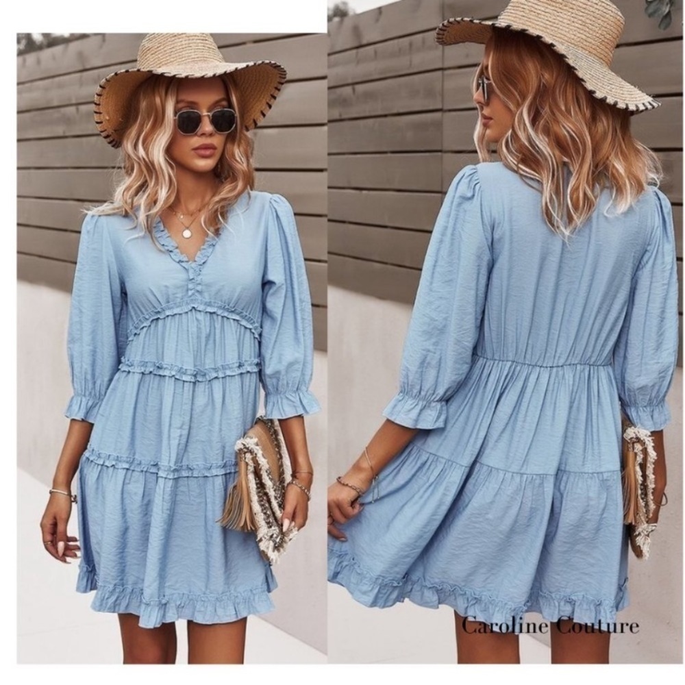 Supreme fashion Breezy long sleeve, mini dress blue - Picture 2 of 7